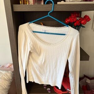 Elegant White Lace-Trimmed Women's Top